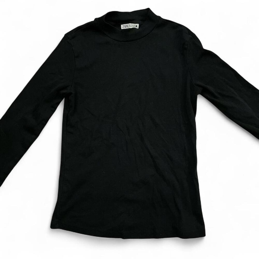 Zara Black long sleeve mock neck slim fit top